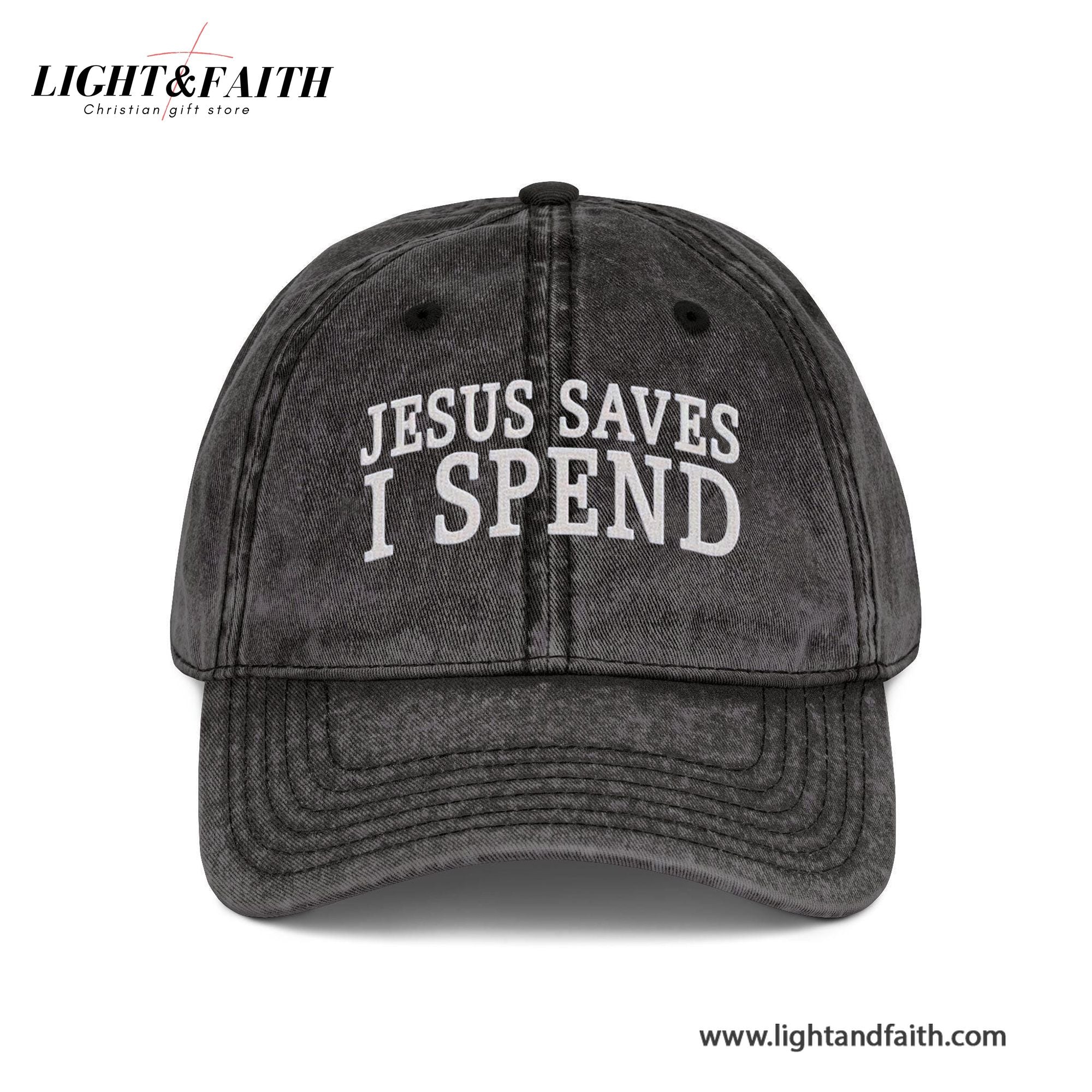 Jesus Saves I Spend Embroidered Hat, Trucker Hat Embroidered Dad Cap, Christian Washed Cap, Christian Jesus Gifts LAFH19